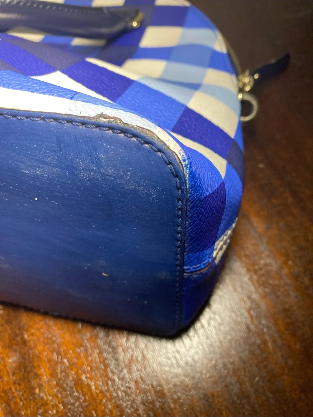 kate spade Blue and White Gingham Dome Satchel